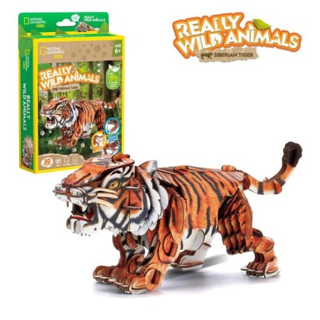 Cubic Fun - National Geographic Animale Salbatice Puzzle 3D Tigru Siberian 87 piese Cubic Fun - 1
